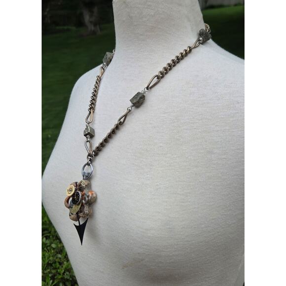 Divine Debris Pyrite Industrial Vintage Fund Objects Necklace - Picture 6 of 9